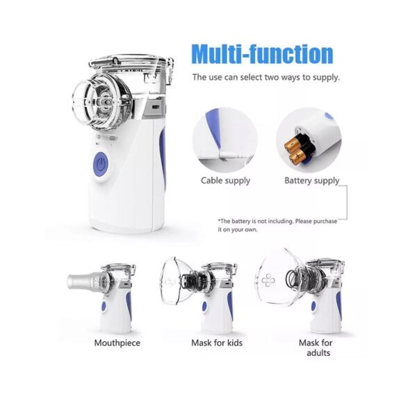 جهاز استنشاق بخار شبكي محمول بالموجات فوق الصوتية مع وضعين للاستنشاق يعمل بالشحن والبطاريات