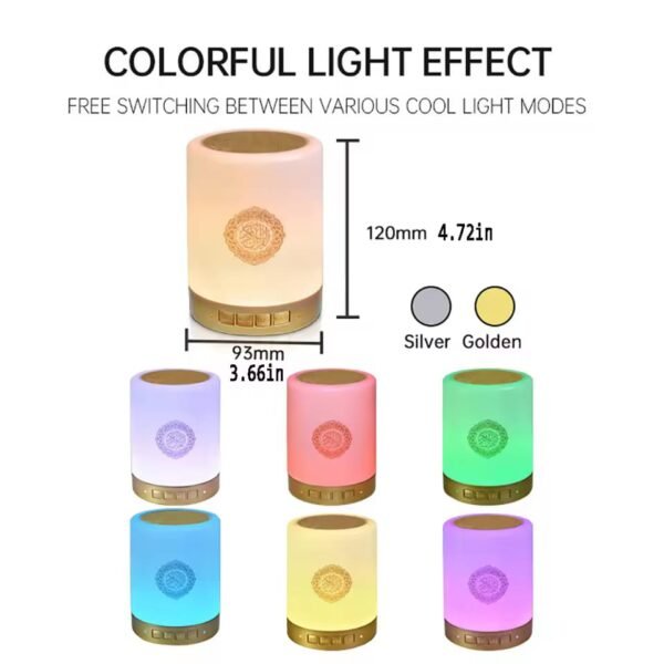 ⁦سماعة القرآن الكريم بلوتوث لاسلكية تعمل باللمس مع 3 اوضاع LED ملونة قابلة لاعادة الشحن USB⁩ - الصورة ⁦4⁩